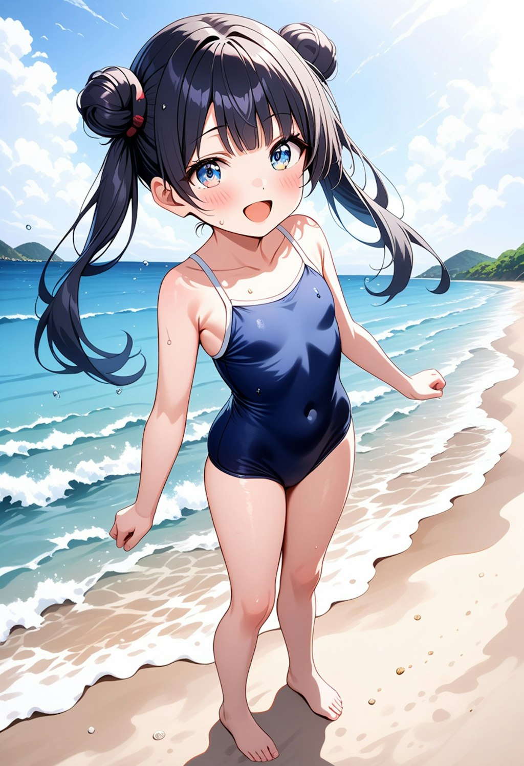 スク水黒髪少女