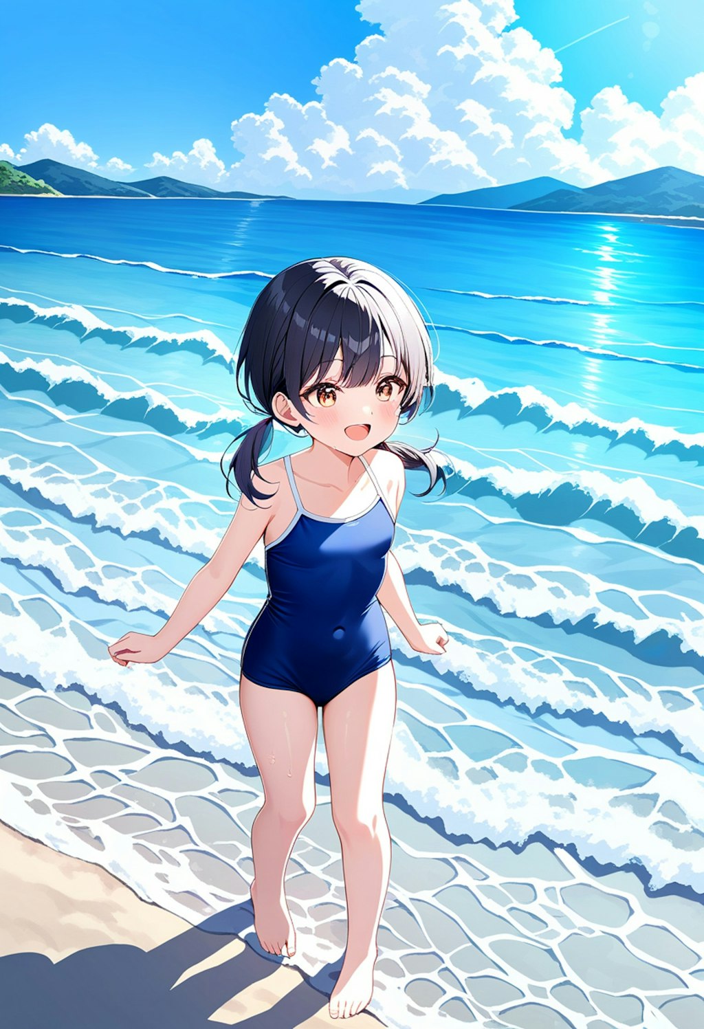 スク水黒髪少女