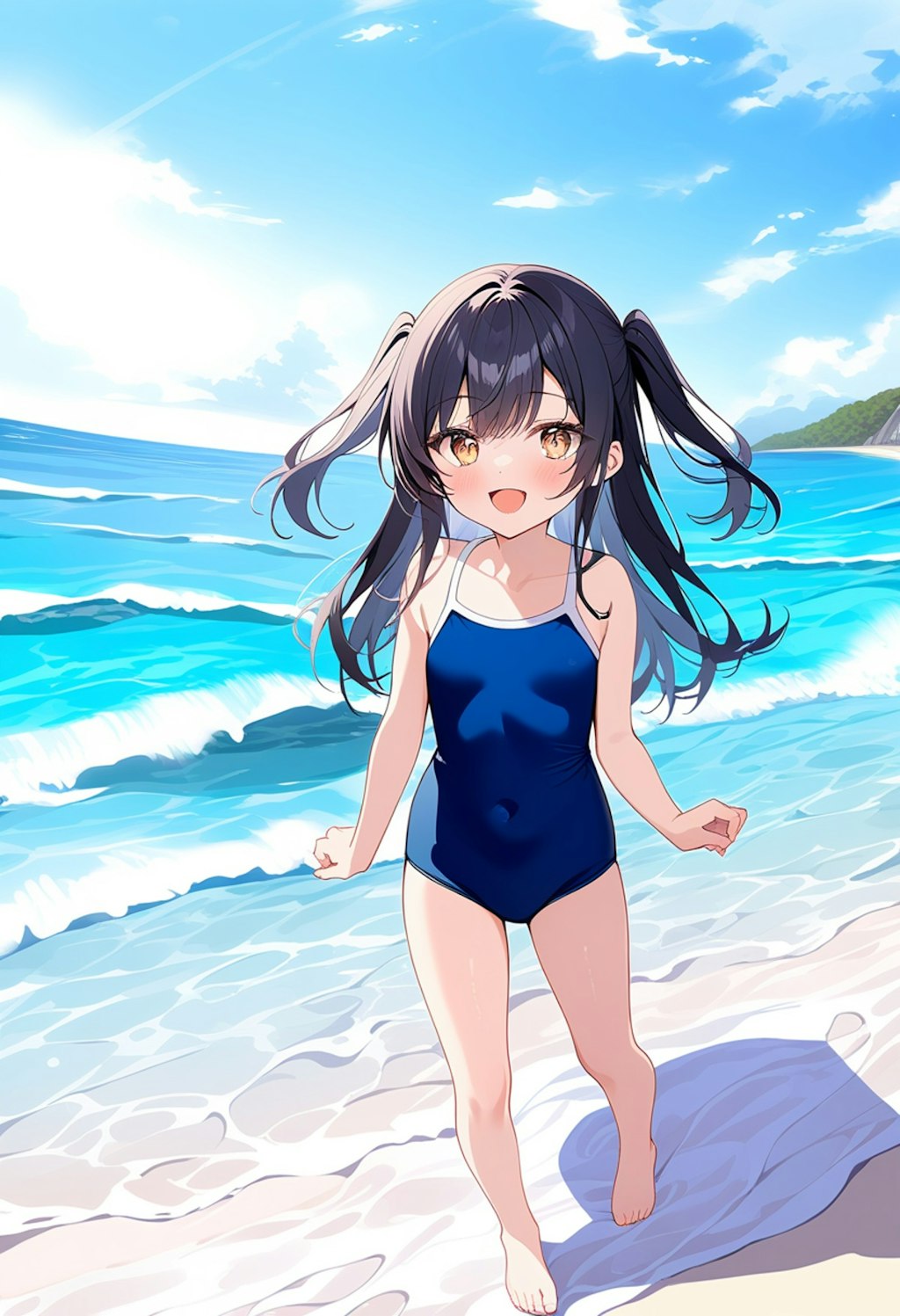 スク水黒髪少女