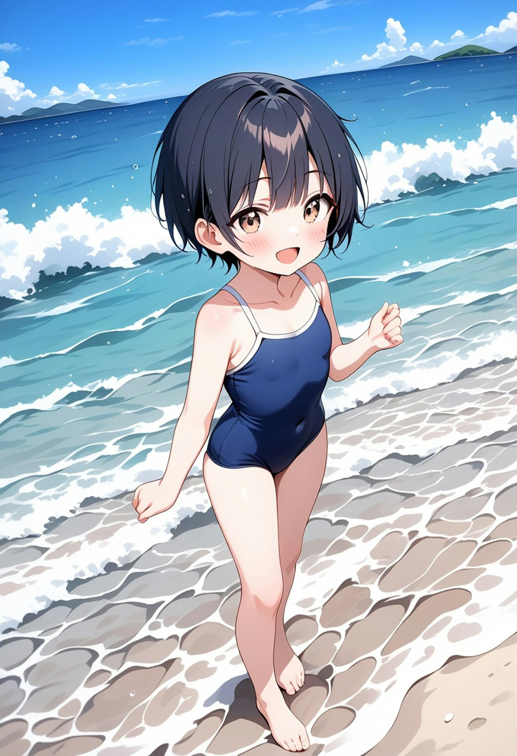 スク水黒髪少女