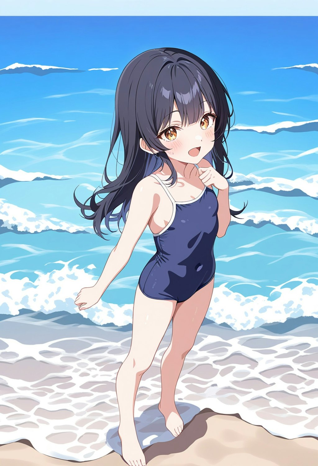 スク水黒髪少女