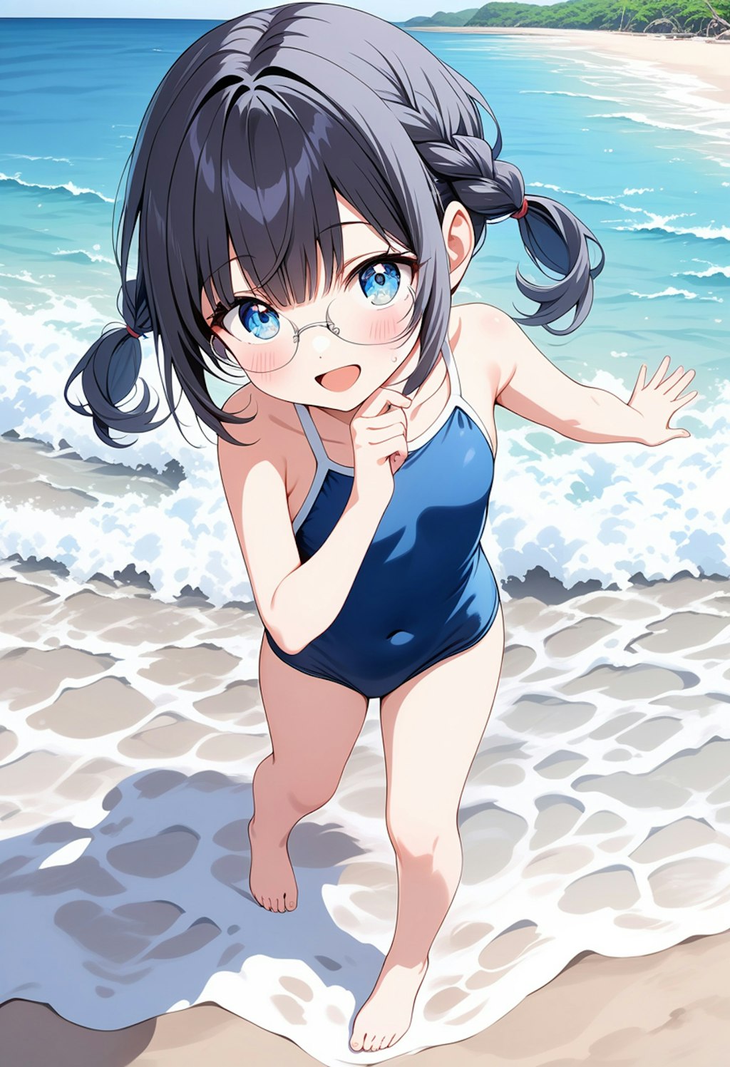スク水黒髪少女