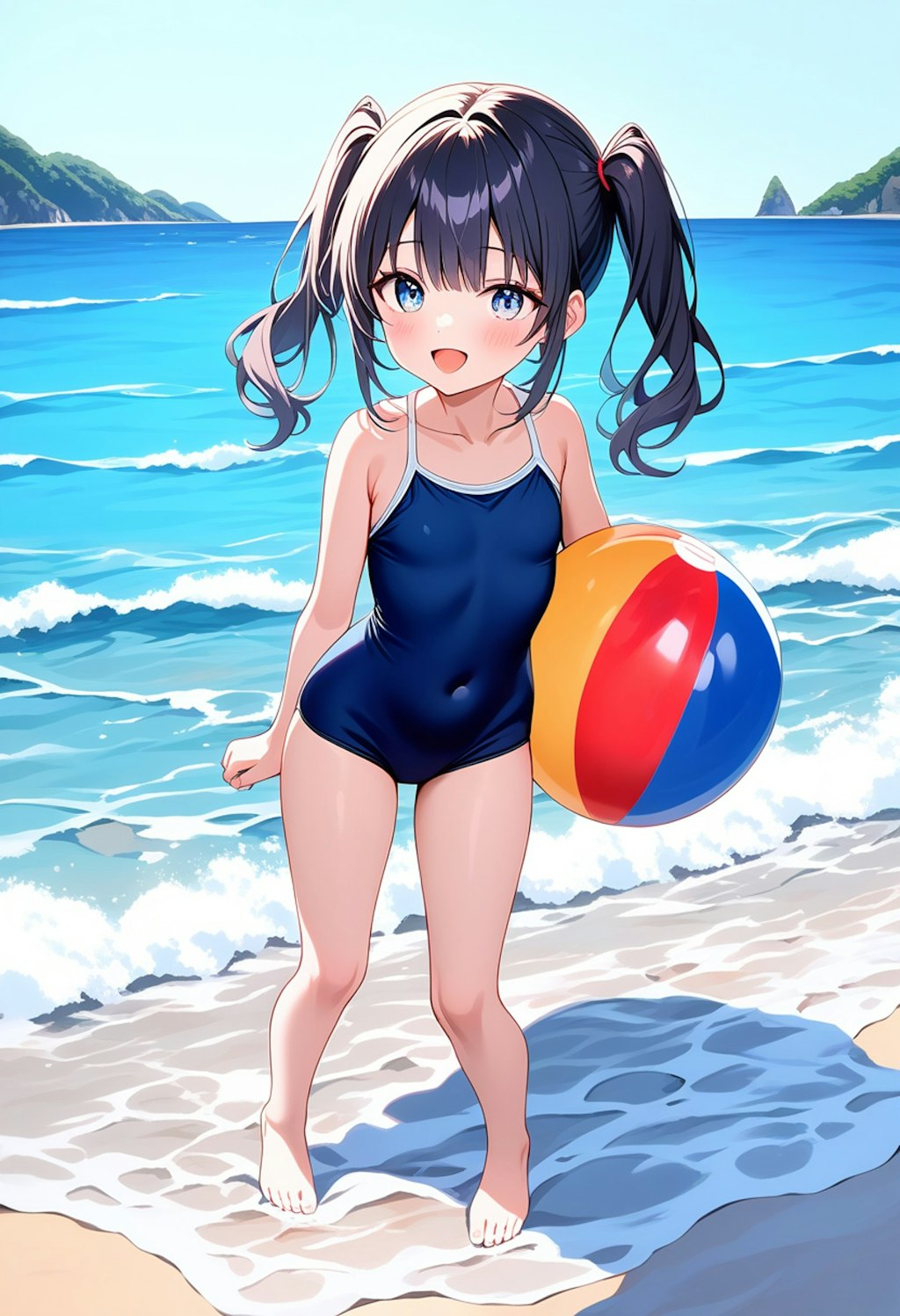スク水黒髪少女
