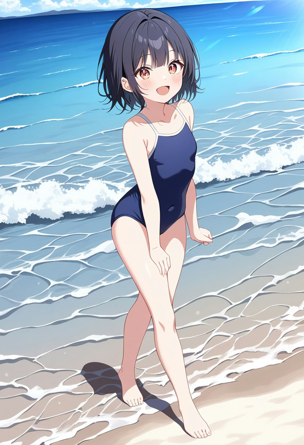 スク水黒髪少女