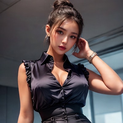Office Lady Black Suit 15