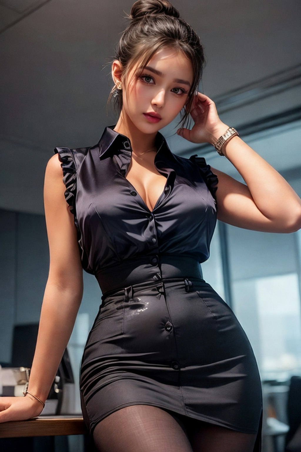 Office Lady Black Suit 15