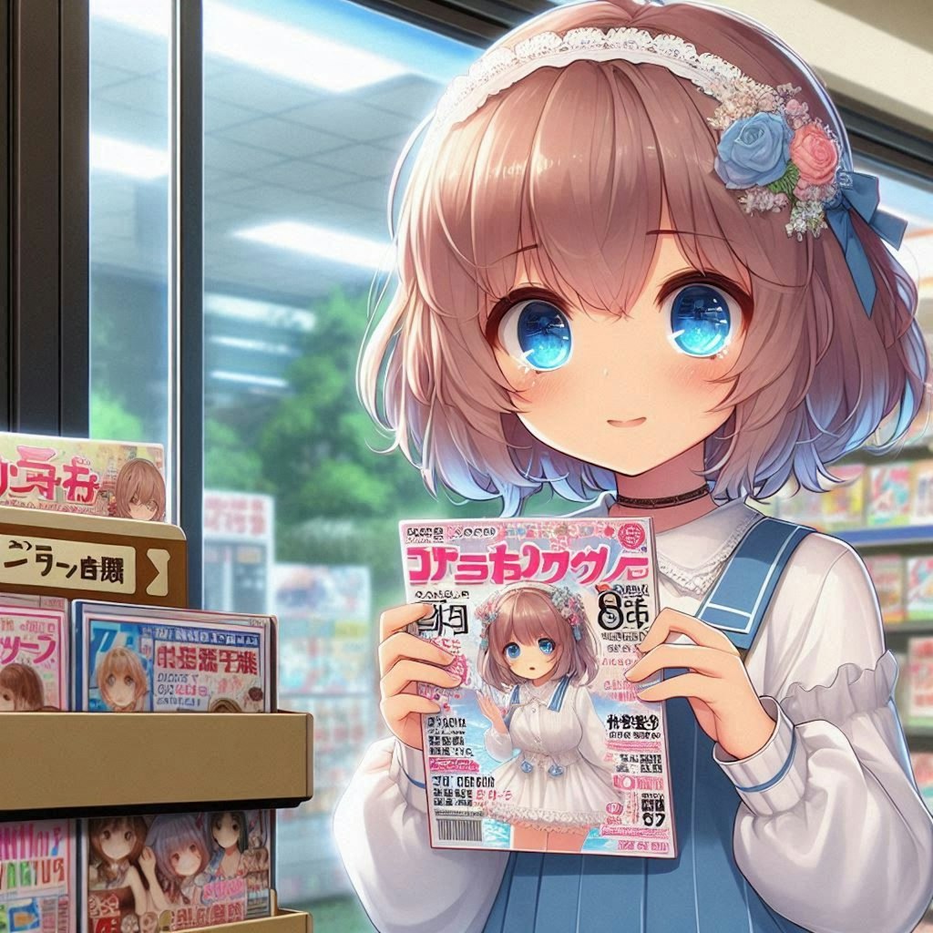 コンビニで立ち読みしている小さな女の子