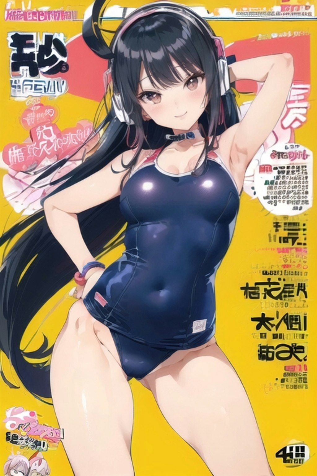 雑誌表紙のヘッドフォン少女