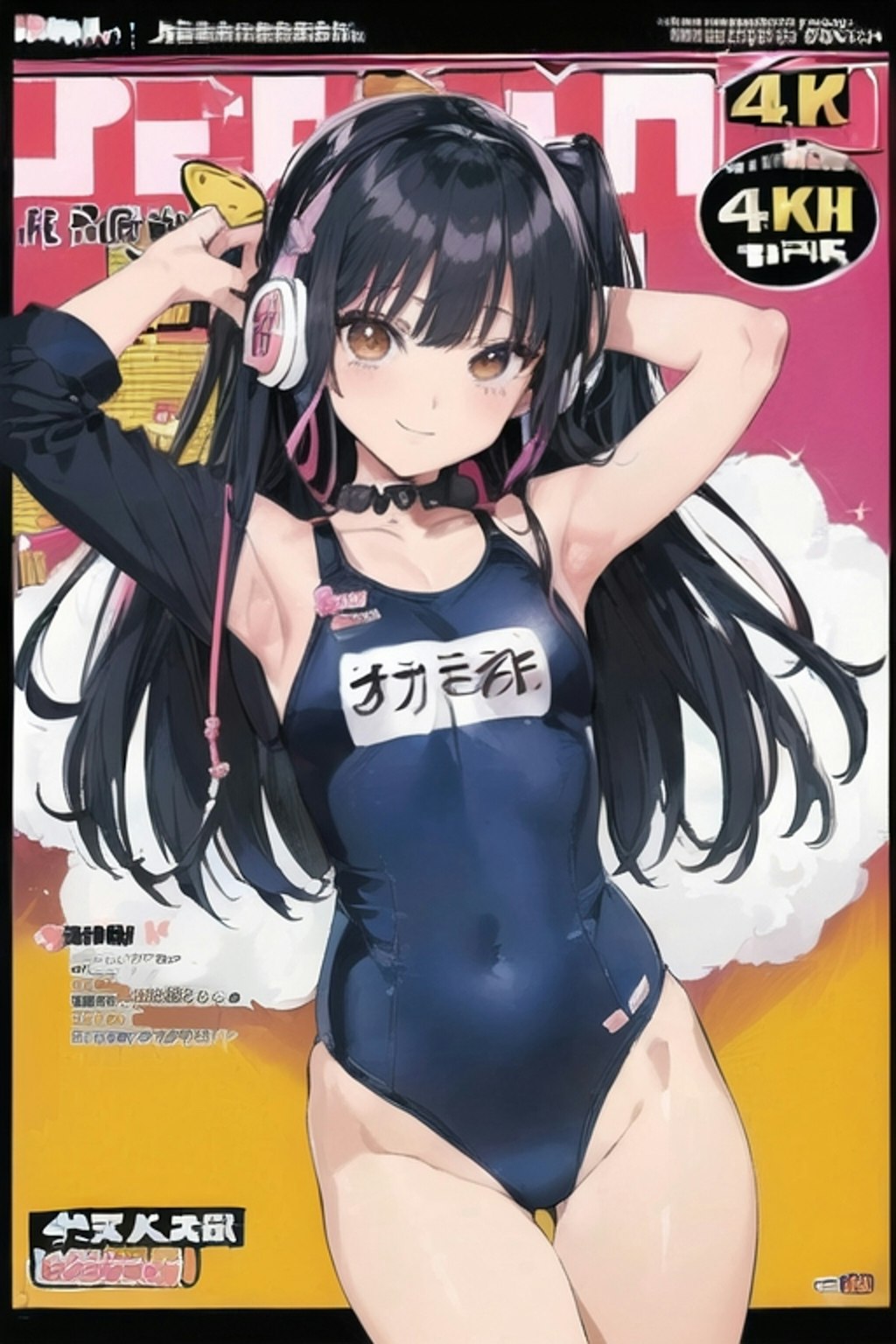 雑誌表紙のヘッドフォン少女