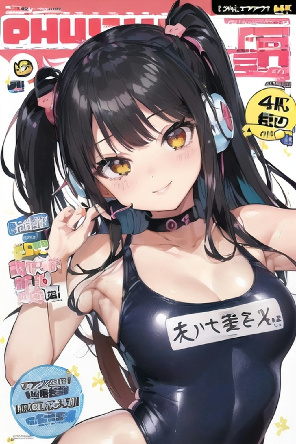 雑誌表紙のヘッドフォン少女