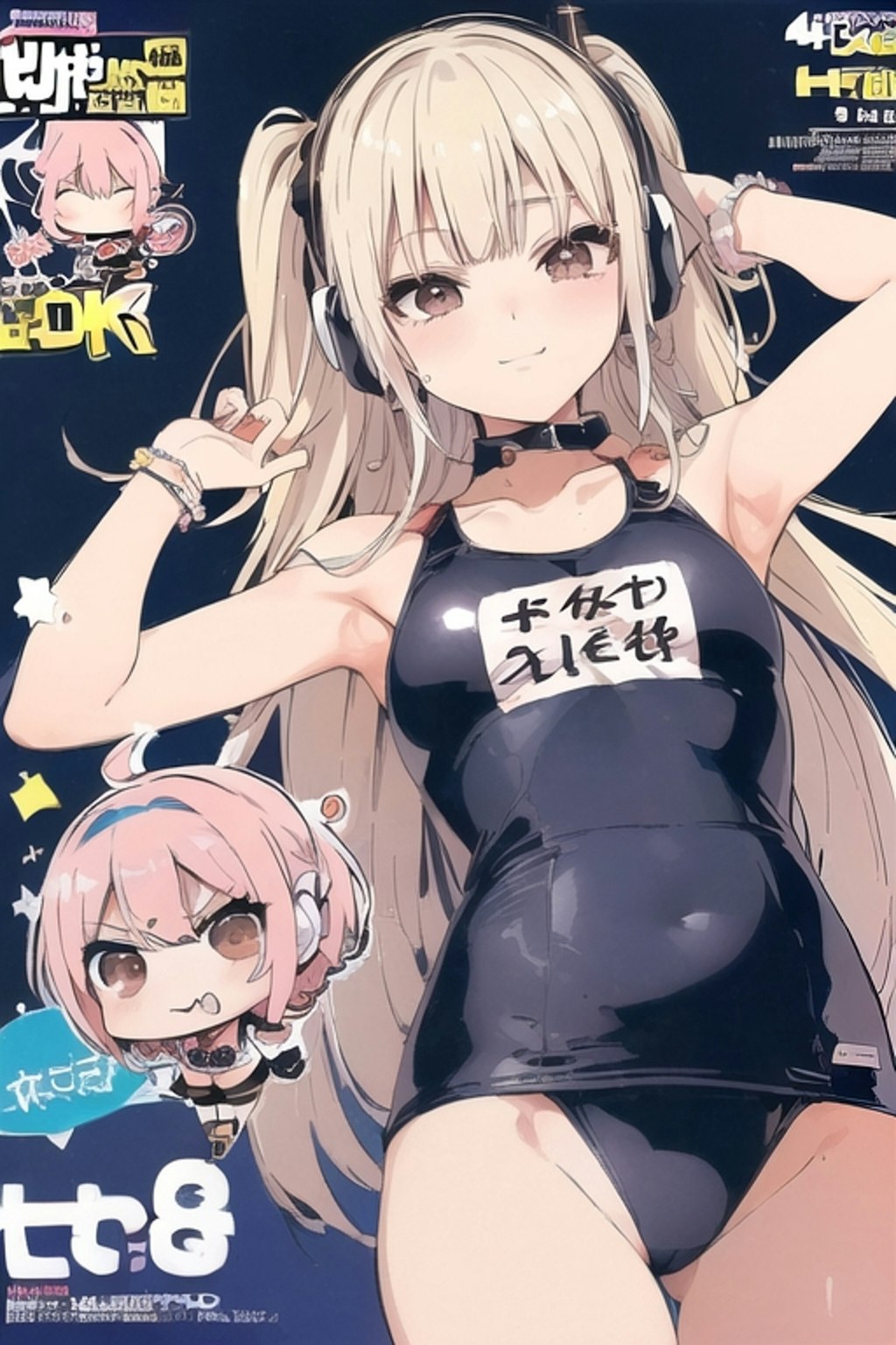 雑誌表紙のヘッドフォン少女