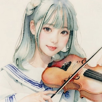 バイオリン女子（水彩）