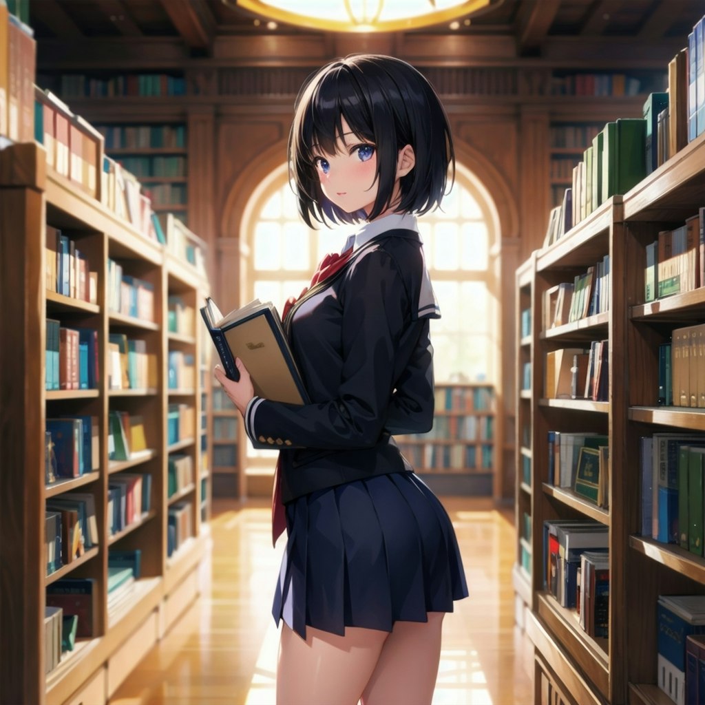 図書館の中の少女