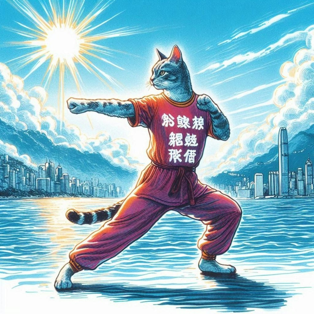 海で特訓Tシャツビキニコスプレ人妻&ペン水彩猫画