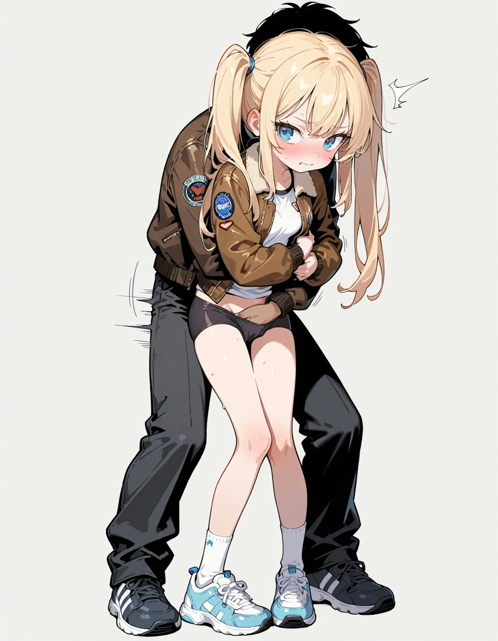 後ろから触られる少女