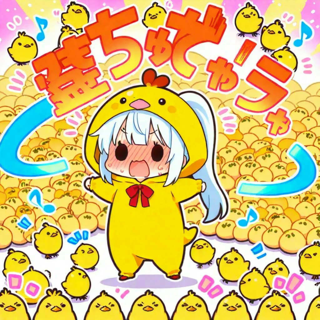 ひよこと踊る白髪ちゃん