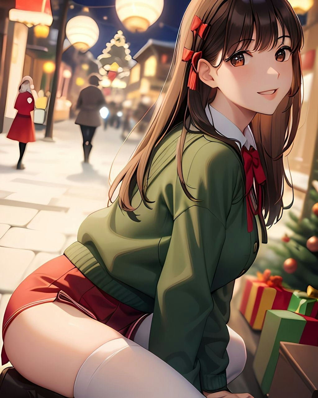 クリスマスのイベントに喜ぶ彼女