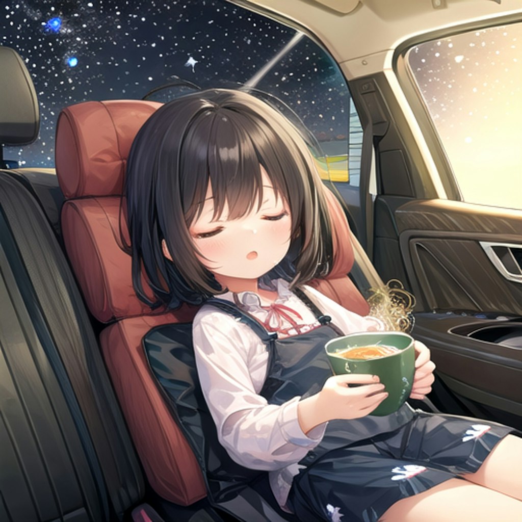 車の中でおネムなちびっ子