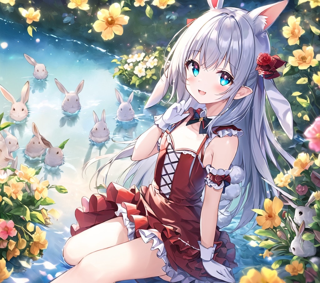 うさ娘 with surrounded rabbits！