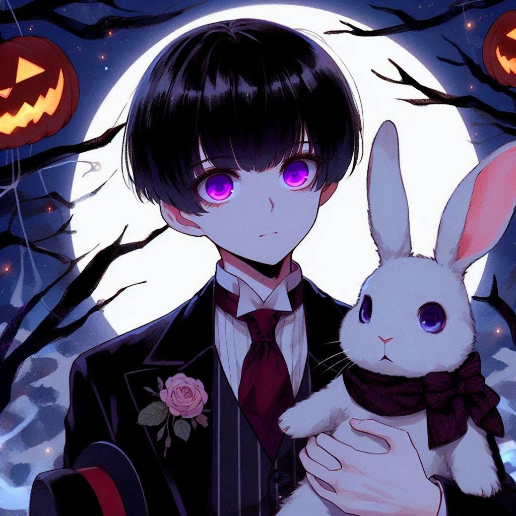 うさぎと、ハロウィンの黒髪短髪男性★その7