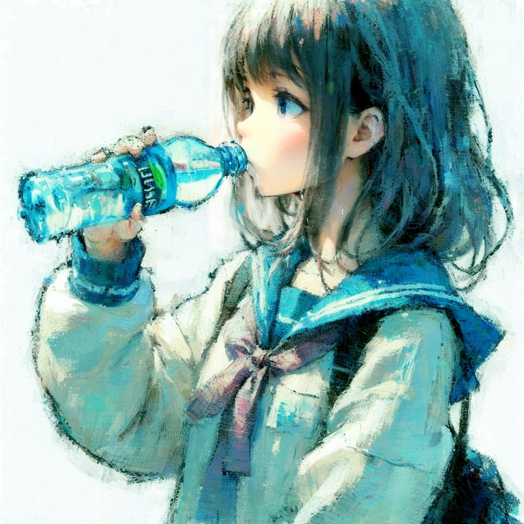 水を飲む少女①