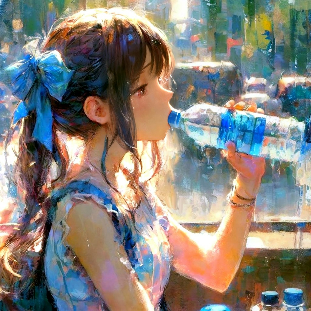 水を飲む少女①