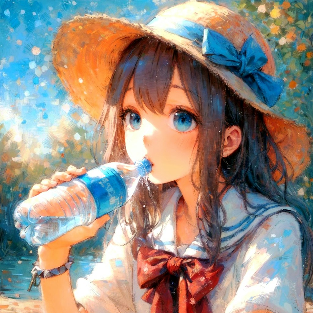 水を飲む少女①