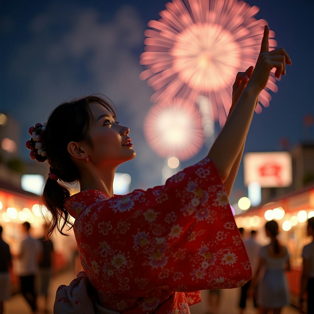 花火と夜店