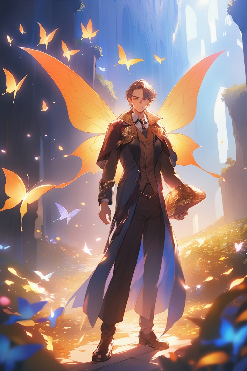 Adult man with fairy wings