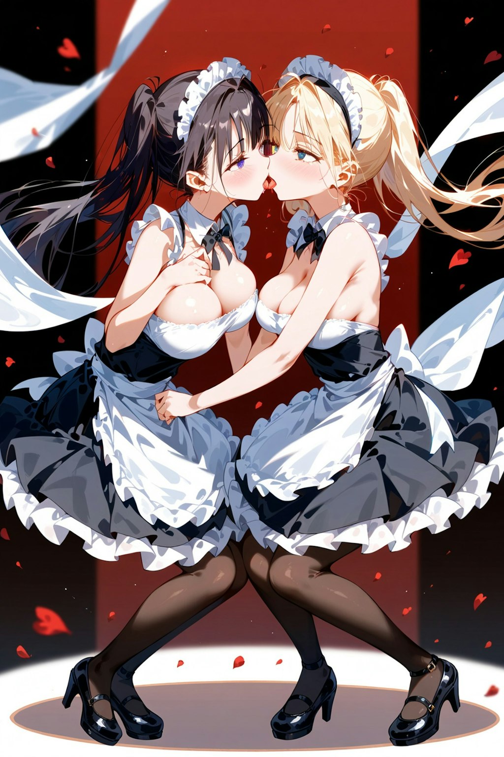 レズキス　メイド編(パンストを全身画で...)