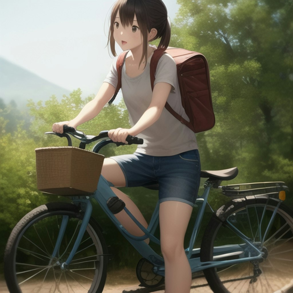 女の子と自転車