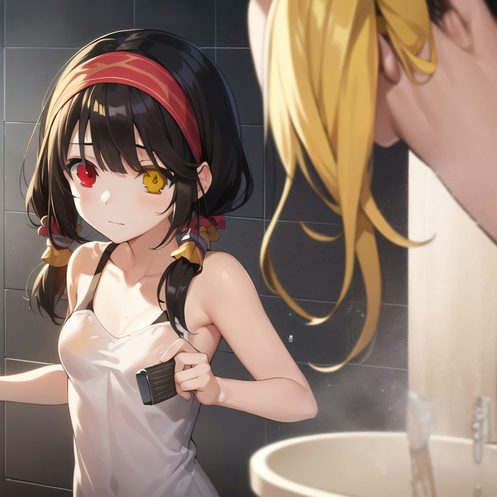 黒髪ツインテでお風呂の少女４