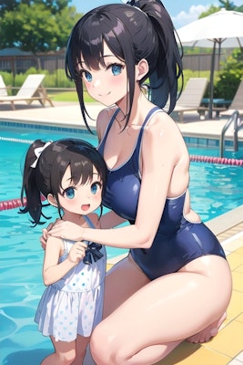 妻と娘の水着
