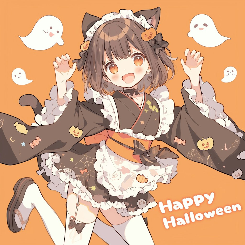 猫耳和メイドさんのハロウィン