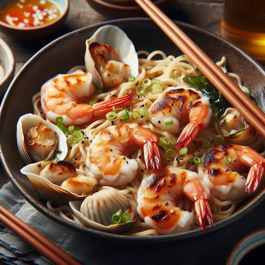 餃子seafood noodle