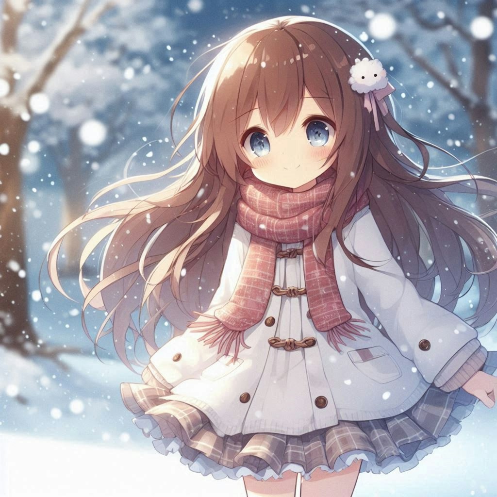 降り積もる雪と小さな女の子