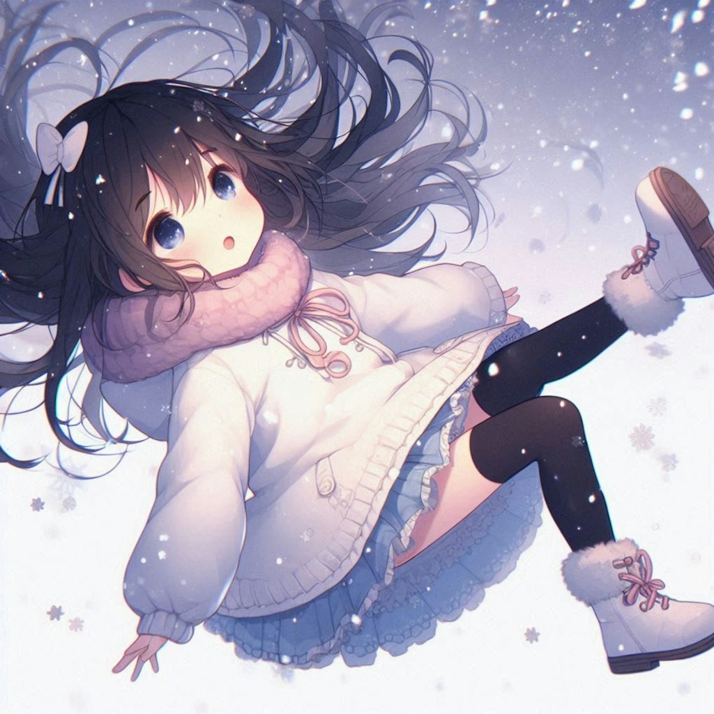 降り積もる雪と小さな女の子