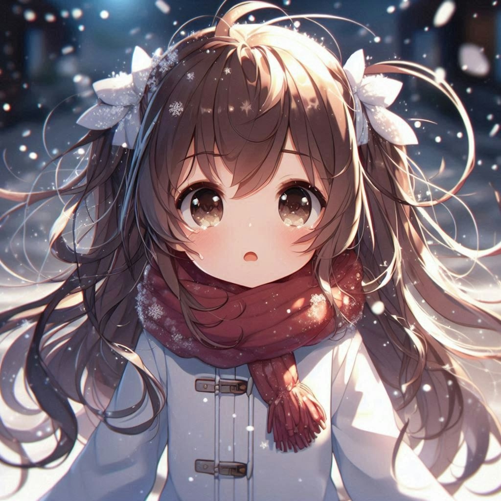 降り積もる雪と小さな女の子