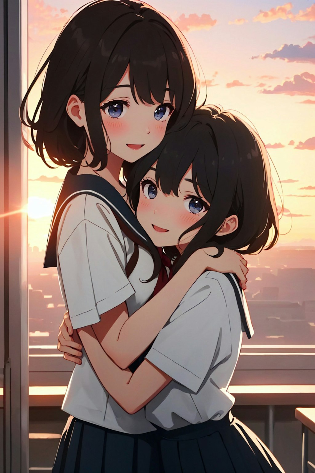 放課後夕暮百合抱擁