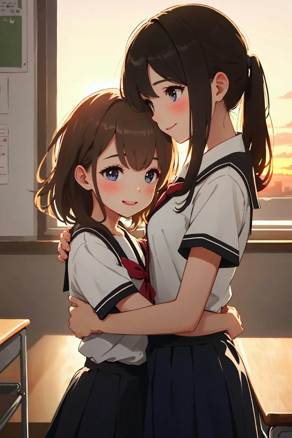 放課後夕暮百合抱擁