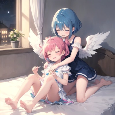 仲良く寝てる二人の天使