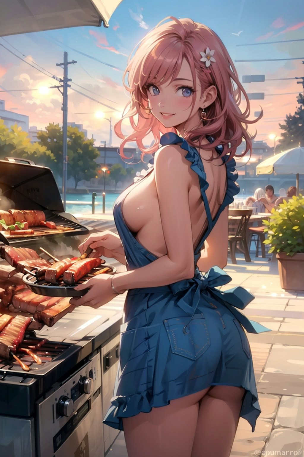 裸エプロンBBQ娘