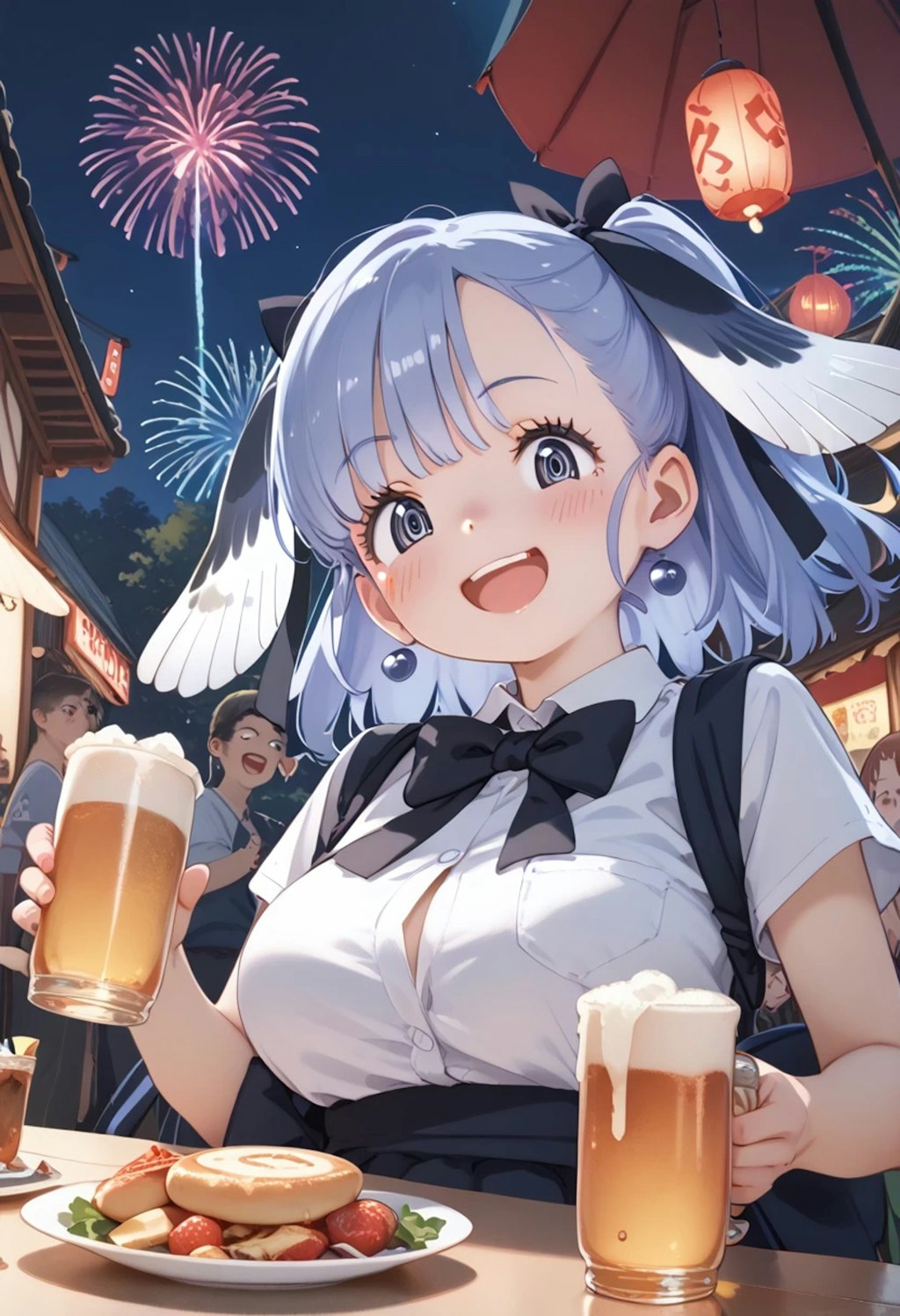 コイちゃんと夏祭りでビール飲む♪