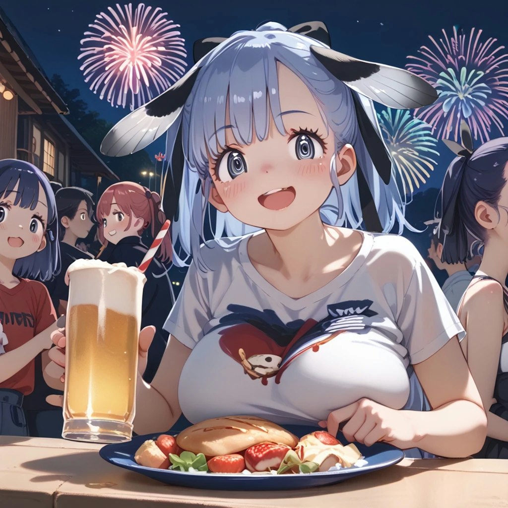 コイちゃんと夏祭りでビール飲む♪