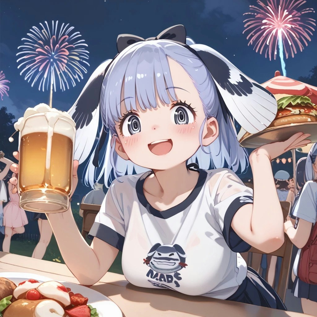 コイちゃんと夏祭りでビール飲む♪