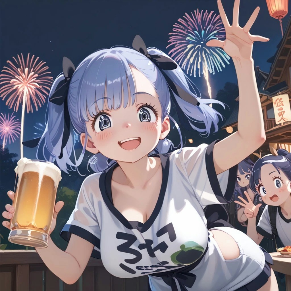 コイちゃんと夏祭りでビール飲む♪