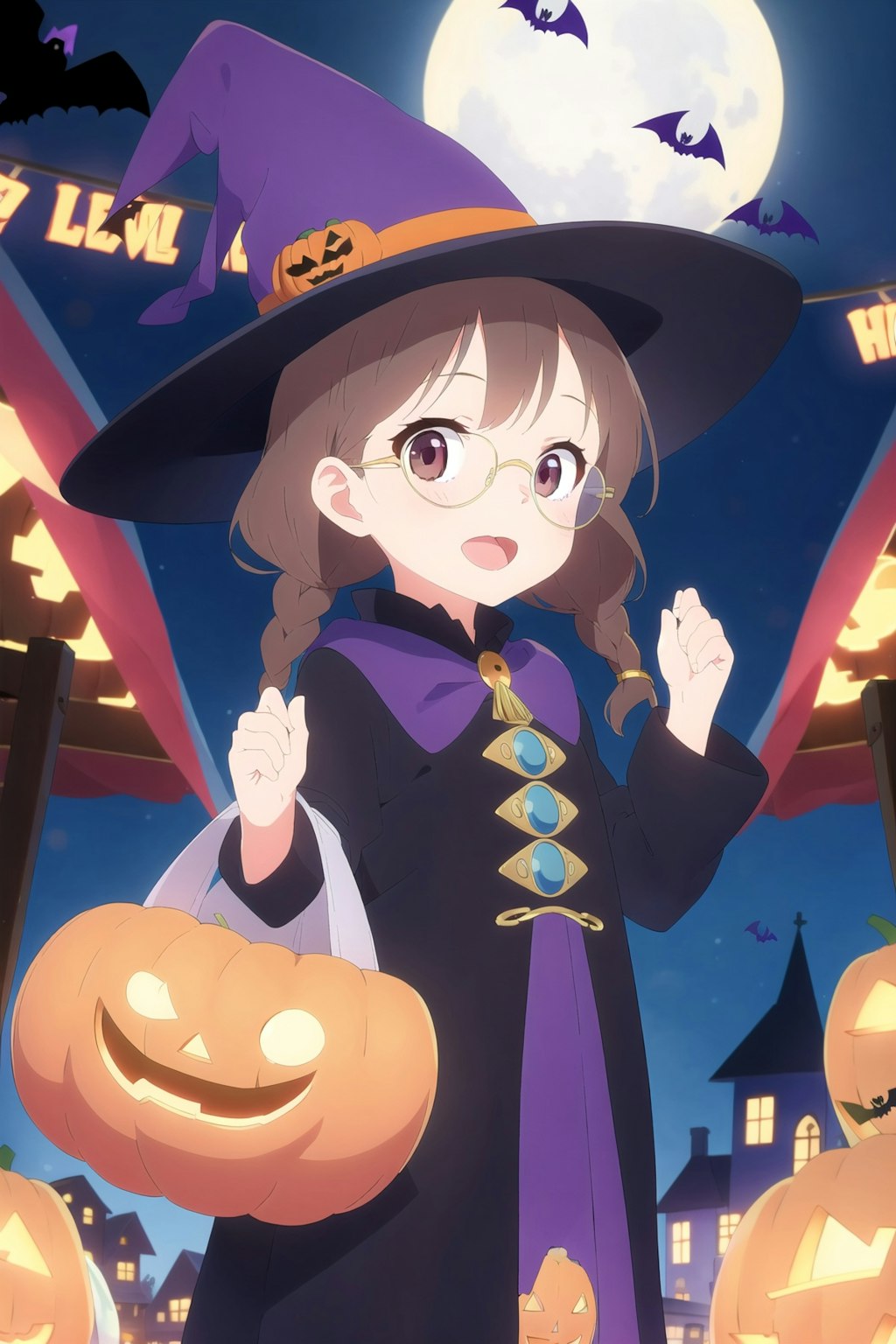 紙芝居のイラスト風ハロウィン委員長ちゃん