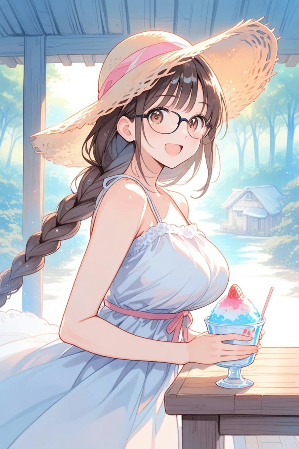 夏いちごのかき氷