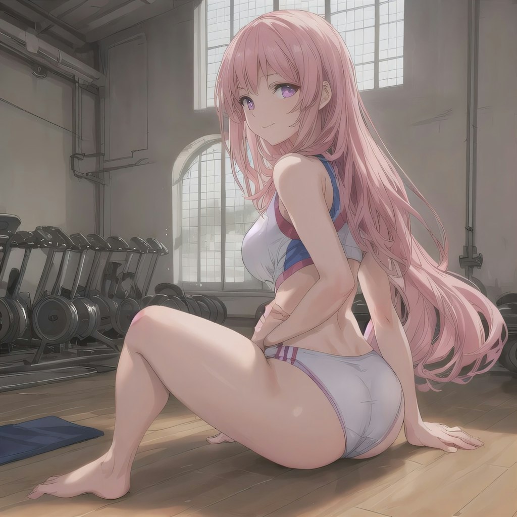 ピンク髪ロングで下着の少女３