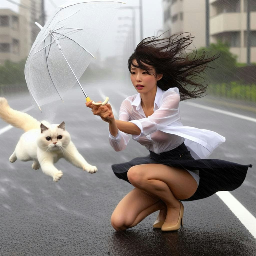 台風やばいニャ